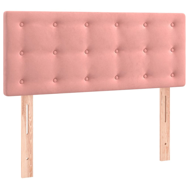 vidaXL rózsaszín bársony rugós és LED-es ágy matraccal 90x190 cm