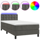 vidaXL sötétszürke bársony rugós és LED-es ágy matraccal 90x200 cm