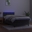 vidaXL sötétszürke bársony rugós és LED-es ágy matraccal 90x200 cm