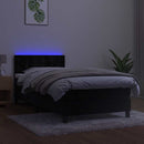 vidaXL fekete bársony rugós és LED-es ágy matraccal 90x200 cm