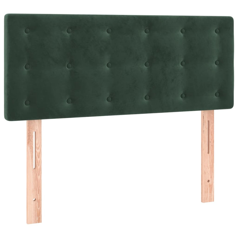 vidaXL sötétzöld bársony rugós és LED-es ágy matraccal 90x200 cm