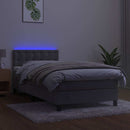 vidaXL világosszürke bársony rugós és LED-es ágy matraccal 100x200 cm