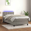 vidaXL világosszürke bársony rugós és LED-es ágy matraccal 100x200 cm
