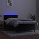 vidaXL fekete bársony rugós és LED-es ágy matraccal 100x200 cm