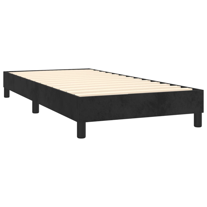 vidaXL fekete bársony rugós és LED-es ágy matraccal 100x200 cm