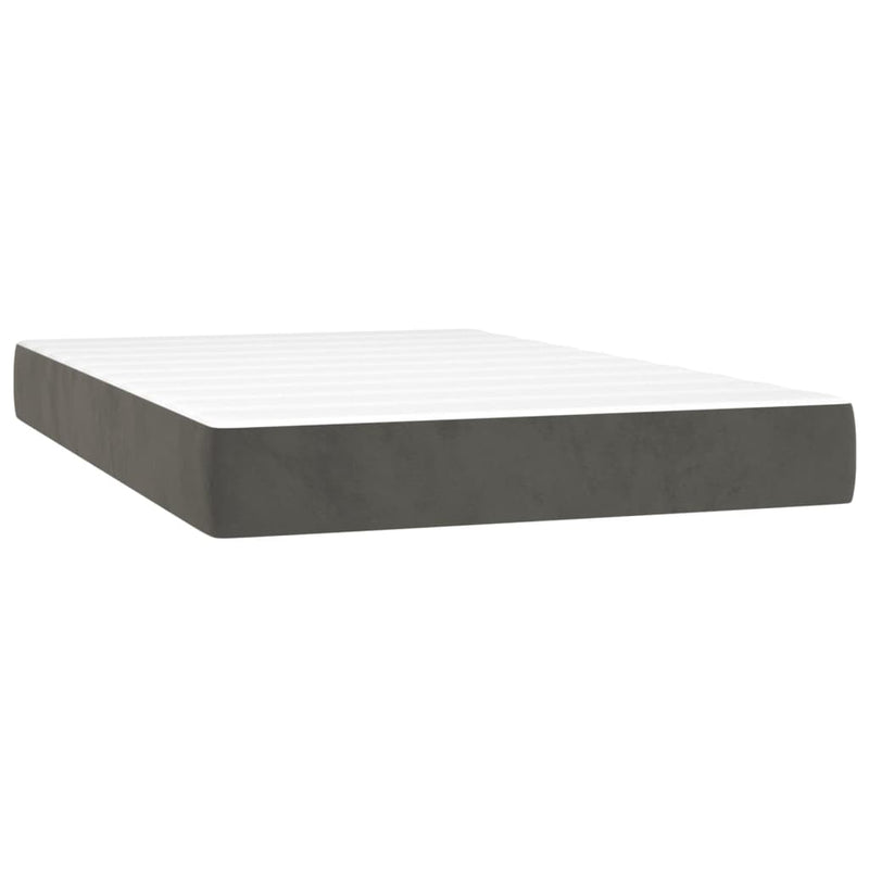 vidaXL sötétszürke bársony rugós és LED-es ágy matraccal 120x200 cm