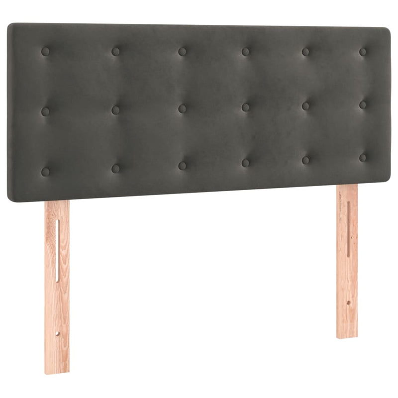 vidaXL sötétszürke bársony rugós és LED-es ágy matraccal 120x200 cm