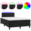 vidaXL fekete bársony rugós és LED-es ágy matraccal 120x200 cm