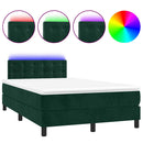 vidaXL sötétzöld bársony rugós és LED-es ágy matraccal 120x200 cm