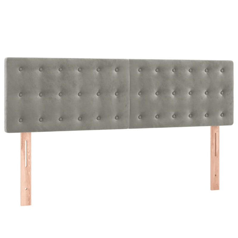 vidaXL világosszürke bársony rugós és LED-es ágy matraccal 140x190 cm