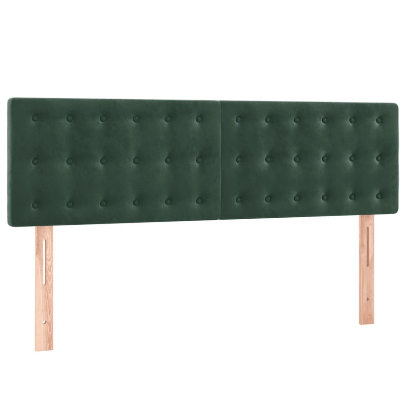 vidaXL sötétzöld bársony rugós és LED-es ágy matraccal 140x190 cm