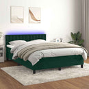 vidaXL sötétzöld bársony rugós és LED-es ágy matraccal 140x190 cm