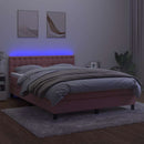 vidaXL rózsaszín bársony rugós és LED-es ágy matraccal 140x190 cm