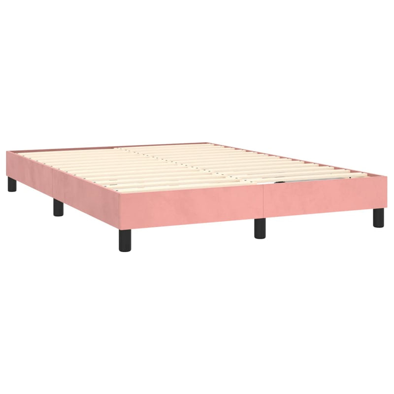 vidaXL rózsaszín bársony rugós és LED-es ágy matraccal 140x190 cm