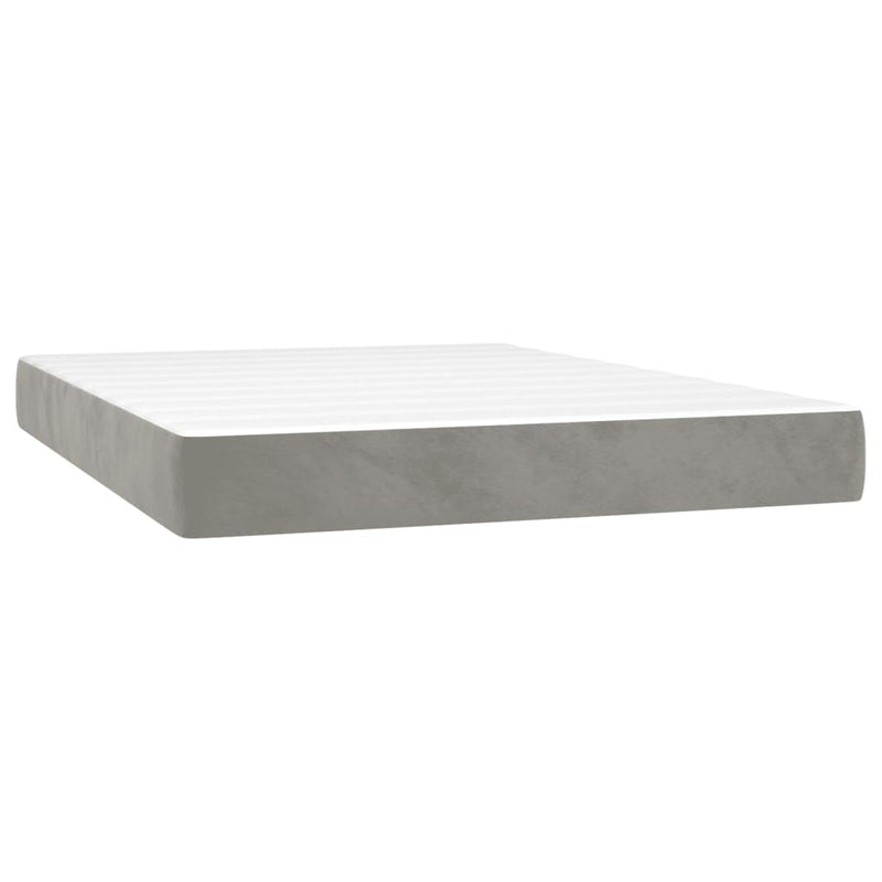 vidaXL világosszürke bársony rugós és LED-es ágy matraccal 140x200 cm
