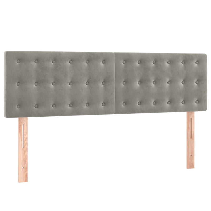 vidaXL világosszürke bársony rugós és LED-es ágy matraccal 140x200 cm