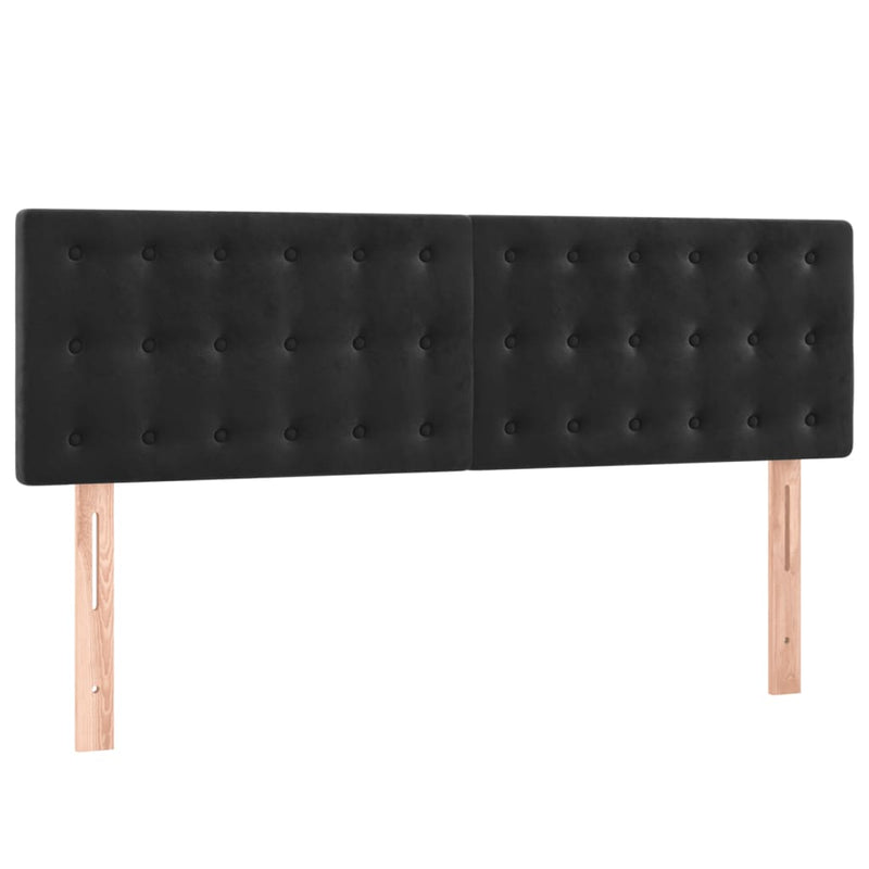 vidaXL fekete bársony rugós és LED-es ágy matraccal 140x200 cm