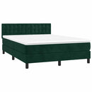vidaXL sötétzöld bársony rugós és LED-es ágy matraccal 140x200 cm