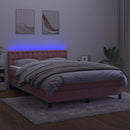 vidaXL rózsaszín bársony rugós és LED-es ágy matraccal 140x200 cm
