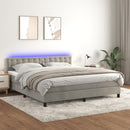 vidaXL világosszürke bársony rugós és LED-es ágy matraccal 160x200 cm