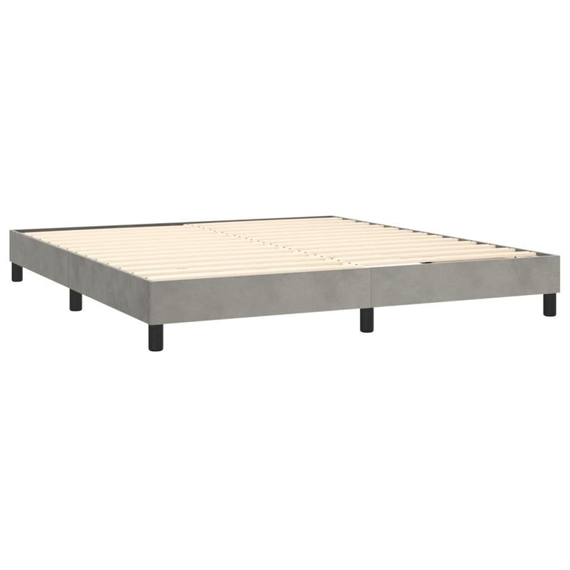 vidaXL világosszürke bársony rugós és LED-es ágy matraccal 160x200 cm