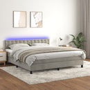 vidaXL világosszürke bársony rugós és LED-es ágy matraccal 160x200 cm