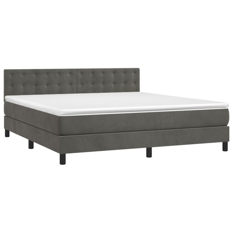 vidaXL sötétszürke bársony rugós és LED-es ágy matraccal 160x200 cm