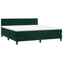 vidaXL sötétzöld bársony rugós és LED-es ágy matraccal 160x200 cm