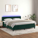 vidaXL sötétzöld bársony rugós és LED-es ágy matraccal 160x200 cm