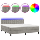 vidaXL világosszürke bársony rugós és LED-es ágy matraccal 180x200 cm