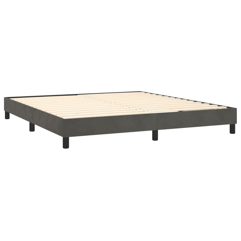 vidaXL sötétszürke bársony rugós és LED-es ágy matraccal 180x200 cm