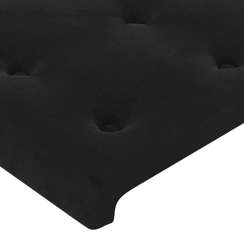 vidaXL fekete bársony rugós és LED-es ágy matraccal 180x200 cm