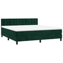vidaXL sötétzöld bársony rugós és LED-es ágy matraccal 180x200 cm
