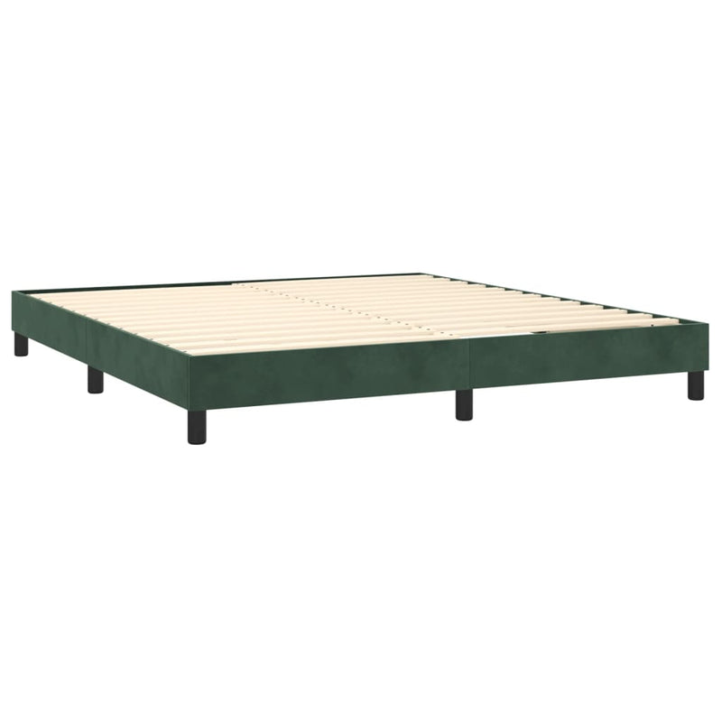 vidaXL sötétzöld bársony rugós és LED-es ágy matraccal 180x200 cm