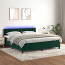 vidaXL sötétzöld bársony rugós és LED-es ágy matraccal 180x200 cm