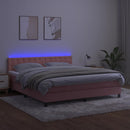 vidaXL rózsaszín bársony rugós és LED-es ágy matraccal 180x200 cm