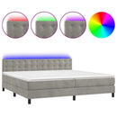 vidaXL világosszürke bársony rugós és LED-es ágy matraccal 200x200 cm