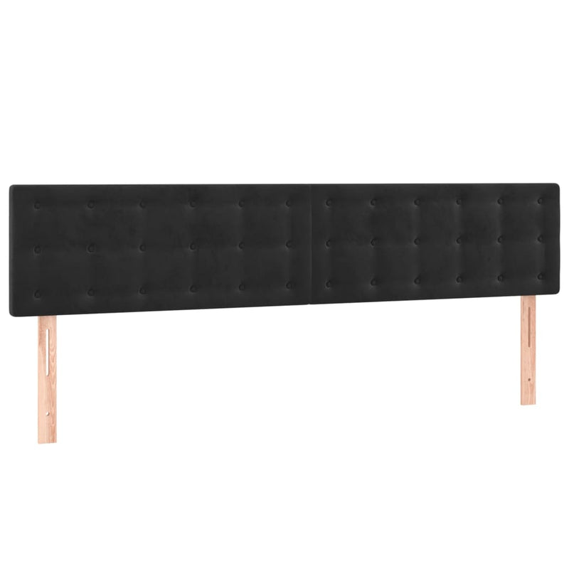 vidaXL fekete bársony rugós és LED-es ágy matraccal 200x200 cm