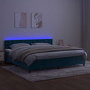 vidaXL sötétkék bársony rugós és LED-es ágy matraccal 200x200 cm