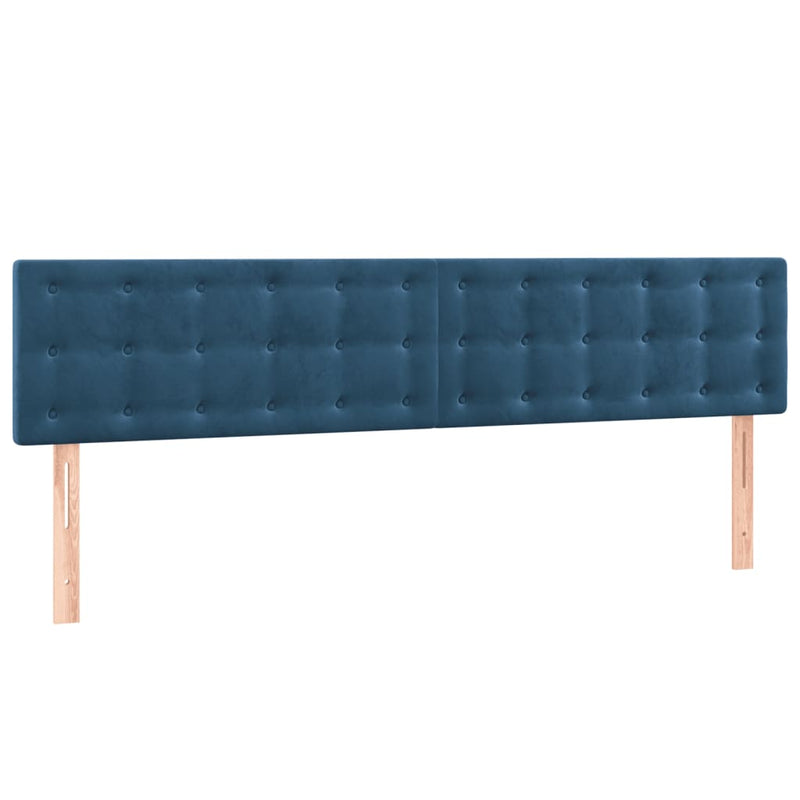 vidaXL sötétkék bársony rugós és LED-es ágy matraccal 200x200 cm