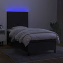 vidaXL fekete szövet rugós és LED-es ágy matraccal 80 x 200 cm