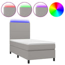 vidaXL világosszürke szövet rugós és LED-es ágy matraccal 90x190 cm