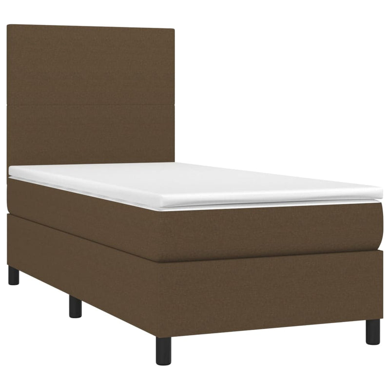 vidaXL barna szövet rugós és LED-es ágy matraccal 90x190 cm