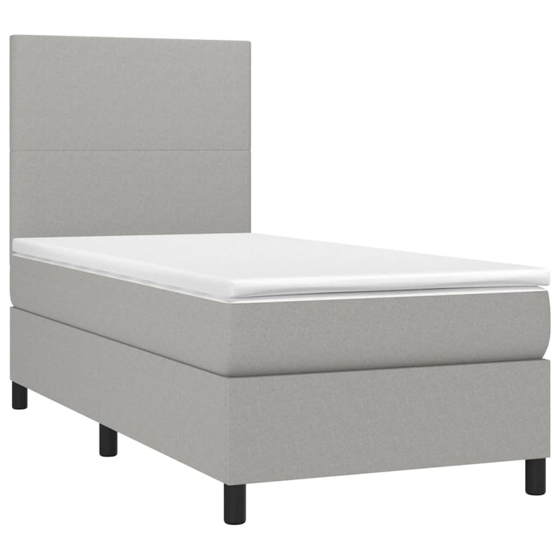 vidaXL világosszürke szövet rugós és LED-es ágy matraccal 90x200 cm
