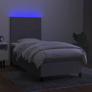 vidaXL világosszürke szövet rugós és LED-es ágy matraccal 90x200 cm