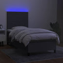 vidaXL sötétszürke szövet rugós és LED-es ágy matraccal 90x200 cm