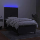 vidaXL fekete szövet rugós és LED-es ágy matraccal 90x200 cm