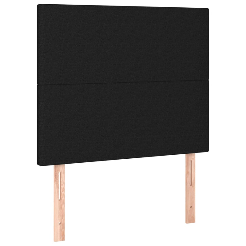vidaXL fekete szövet rugós és LED-es ágy matraccal 90x200 cm