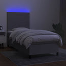 vidaXL világosszürke szövet rugós és LED-es ágy matraccal 100x200 cm