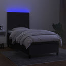 vidaXL fekete szövet rugós és LED-es ágy matraccal 100x200 cm